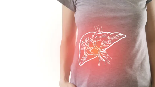 Bild mit einer Grafik der Leber